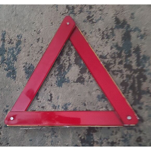 Vintage‎ Reflective Red Triangle Vehicle Emergency Safety Hazard Warning - Picture 1 of 5